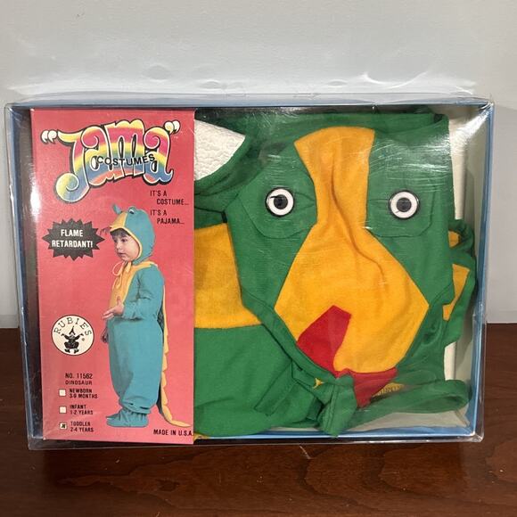Vintage Rubies JAMA Costume Dinosaur With Original Box Size 2-4 Toddler USA - Picture 1 of 15